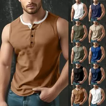 Men s Sport Sleeveless T-shirt Breathable Slim-fit Undershirt Top Vest L