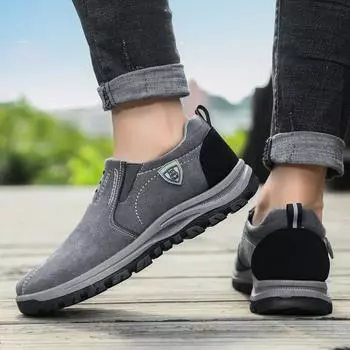 Men s sports and leisure shoes Spring and Autumn 2024 new Korean version fashionable and comfortable men s shoes sleeve suede breathable single shoes 39 чёрный