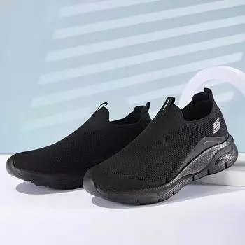 Men s Sports Running Shoes Fashion Breathable Cotton Shoelaces Increased Heel Sneakers Mesh Casual Sports Shoes 39 чёрный