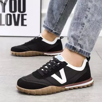 Men s sports shoes 2025 autumn new fly-woven mesh breathable casual shoes negative sports student outdoor shoes 39 чёрный