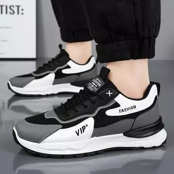 Men s Sports Shoes Breathable Mesh Autumn New Casual Mesh Running Footwear Non-slip Soft Sole Motorcycle Boots for Men 39 серый