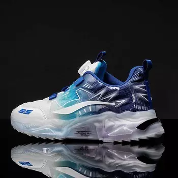 Men s Sports Shoes Breathable Mesh Cool Mecha Shoe Outdoor Basketball Fashion Swivel Buckle Lightweight Non-slip Casual Sneakers 36 синий