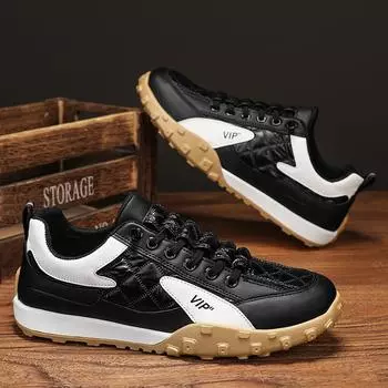 Men s Sports Shoes Casual Elastic Laces Sneaker Anti-slip Water Proof Outdoor Trendy Comfortable Spring and Autumn Popular Model 39 чёрный