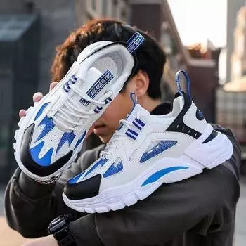 Men s sports shoes spring new single shoes men s shoes breathable mesh casual shoes lightweight trend Korean version of dad shoes 39 чёрный