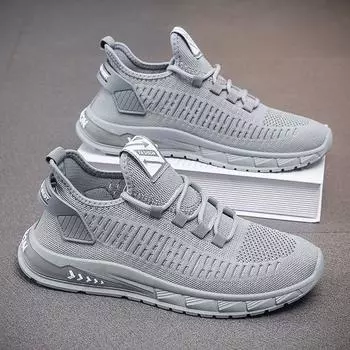 Men s Sports Shoes Stylish and Comfortable Running Outdoor Classic Casual Shoes Men s Mesh Sports Shoes Zapatillas De Hombre 39 серый