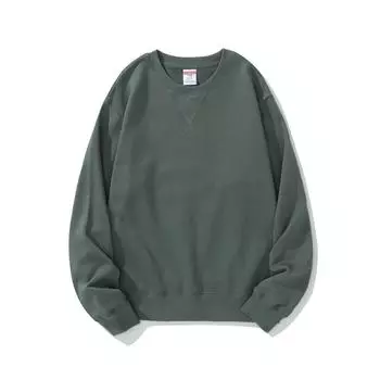 Men s Spring and Autumn 380g Plus Size Round Neck Loose Long Sleeve Pullover Solid Colour Sweatshirt 3XL