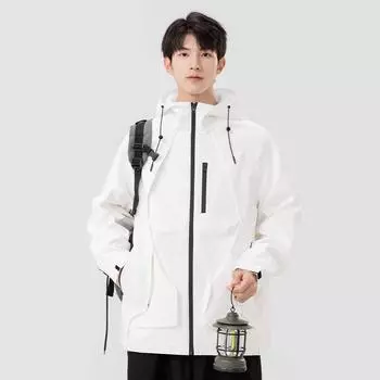 Men s Spring and Autumn American Functional Trendy Brand Big Pocket Loose Windproof Couple Hooded Jacket Jacket M