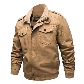 Men s Spring and Autumn Casual Large Size Jacket Pure Cotton Eyeband Air Force One Men s Jacket M хаки