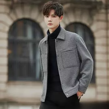 Мужская повседневная шерстяная куртка весна-осень, короткая свободная осенняя куртка XL