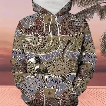 Men s Spring And Autumn Fashion Casual 3D Digital Printed Hoodie S