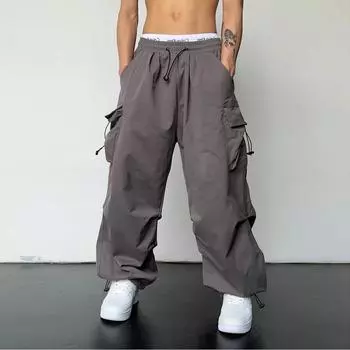 Мужские весенние и осенние модели на четыре сезона, большие размеры, однотонные, свободные, водонепроницаемые брюки, повседневные, широкие, укороченные брюки 3XL