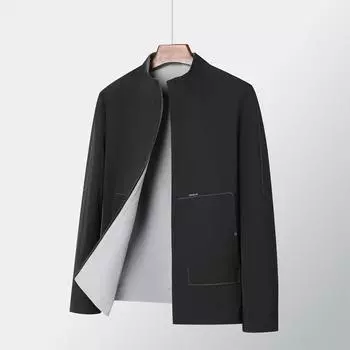 Мужская куртка на весну и осень, мужская повседневная деловая двухсторонняя куртка высокого класса, модная куртка с воротником-стойкой 170