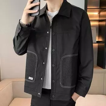 Men s Spring and Autumn Jackets, Men s New Korean Style Trendy Tops, Casual Workwear Jackets, Lapels, Versatile Men s Clothing M