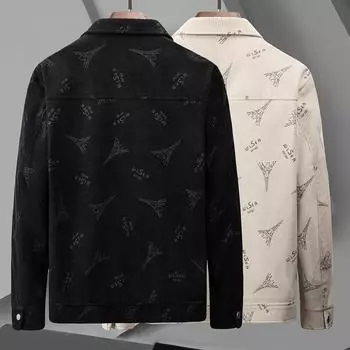 Men s Spring and Autumn Lapel Loose Large Size Middle-aged and Young Casual Jacket M