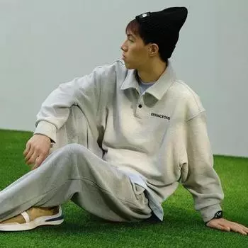 Men s Spring and Autumn Loose Casual Collar Hoodie 2XL чёрный