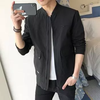 Мужская весна и осень, новый американский модный бренд, однотонные топы, повседневная рабочая одежда, куртки, мужские красивые бейсбольные кардиганы M