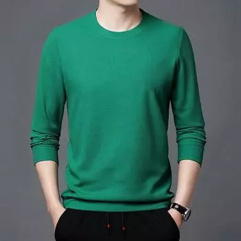 Мужские футболки весна-осень для молодежи и людей среднего возраста, однотонные, с длинными рукавами, круглым вырезом, для мужчин M
