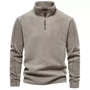 Men s Spring and Autumn New Vertical Collar Half-Zipper Long-Sleeved Sweatshirt Leading Cross-Border Trend All-Match Men s Fleece Top S оливковое зеленый