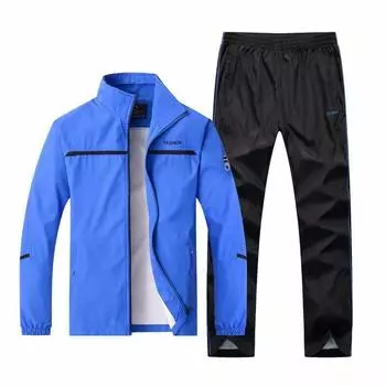 Men s Spring and Autumn Plus Size Lapel Long Sleeved Jacket + Casual Breathable Loose Trousers Outdoor Sports Two Piece Set 5XL