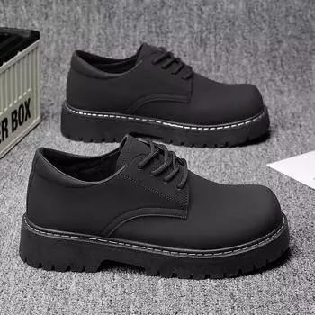 Men s spring and summer 25 years of versatile daily comfort platform lace-up solid color fashion sewing line men s casual leather shoes 39