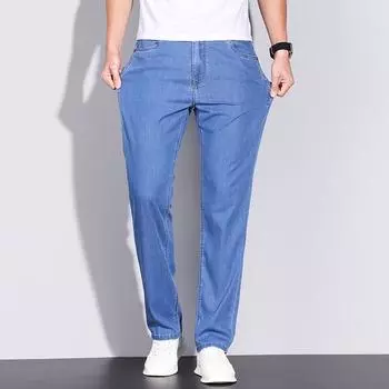Men s Spring and Summer Mulberry Silk Cotton High Waist Loose Light Business Thin Small Straight Pants 28