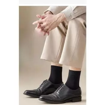 Men s Spring and Summer New Solid Color Leisure Business Breathable Tube Cotton Socks 1 pair