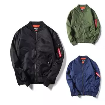 Мужская куртка весна-осень с воротником-стойкой, повседневная, модная, летная, бейсбольная куртка Control XXXXL чёрный