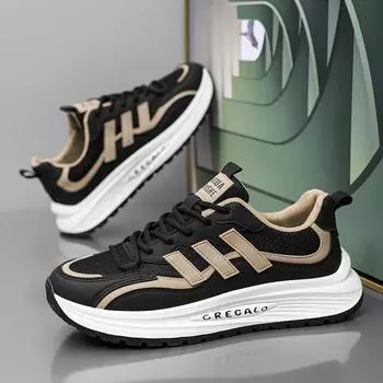 Men s spring casual sneakers, breathable mesh, fly knit sneakers, color-blocking, versatile, trendy dad shoes, student fashion shoes 39