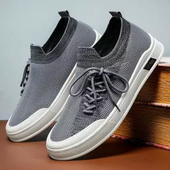 Men s Spring New Knitted Shoes Breathable Men s One Step Dad Shoes Korean Edition Soft soled Casual Shoes sneakers 39