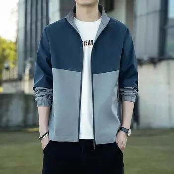 Men s Spring New Korean Style Casual Baseball Uniform Men s Casual Sports Jacket M синий