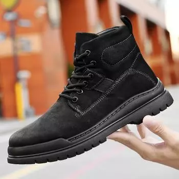 Мужская весенняя обувь Роскошная мужская обувь из натуральной кожи Высококачественная мужская повседневная обувь Резиновые ботильоны Байкерские ботинки Англия Ретро обувь 38