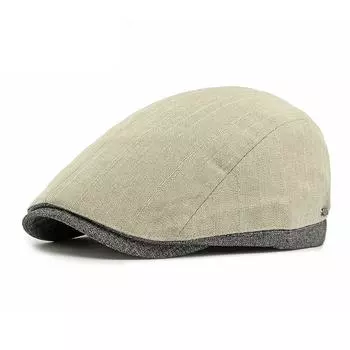 Men s Spring Summer Breathable Beret British Retro Peaked Cap Paintsman s Cap бежевый