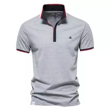 Men s Spring/summer New Lapel Men s Polo Shirt Cotton XXXL серый