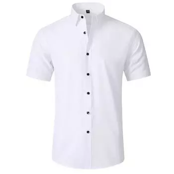 Мужская однотонная футболка с отложным воротником, весна-лето, простая приталенная деловая рубашка с коротким рукавом XXS