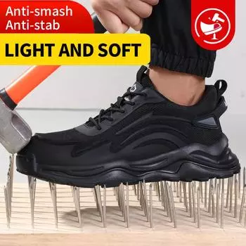 Men s Steel Toe Shoes Safety Boots Ultra Light Anti Smashing Anti Piercing Breathable Outdoor Industrial Work Protective Shoes 36