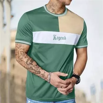 Men s Street T-shirt Summer Men s 3D Stripe Printed Short Sleeve Top T-shirts S