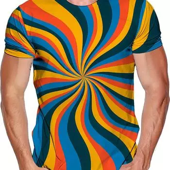 Men s Stylish 3D Graphic T-shirt Men s Versatile Short Sleeve Crew Neck Tee Street Style S