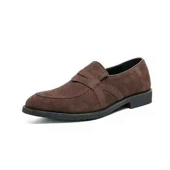 Men s Suede Leather Shoes Handmade Low Heels Business Office Leather Shoes Soft Soles Comfortable Casual Shoes Men s Loafers 37 чёрный