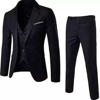 Men’s Suit Slim 3-Piece Suit R Business Wedding Party Jacket Vest & Pants L