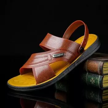 Men s Summer 2025 Beach Slippers Breathable Wear-Resistant Slip-On and Off-For Bathing Soft Sole Anti-Slip Sandals 40