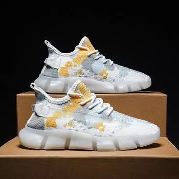 Men s summer 2025 new men s shoes flying woven shoes trendy versatile boys breathable sports casual trendy shoes lace-up shoes 39