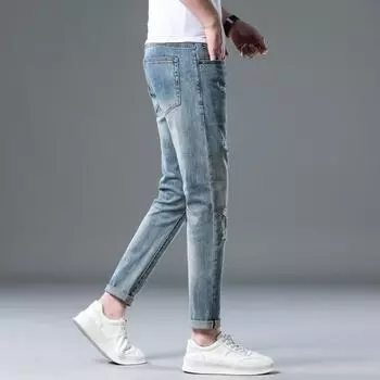 Men s Summer 9-point Pants Slim-fitting Small Feet Elastic Casual 9-point Pants Men 28