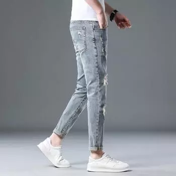 Men s Summer 9-point Pants Slim-fitting Small Feet Elastic Casual 9-point Pants Men 28