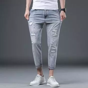 Men s Summer 9-point Pants Slim-fitting Small Feet Elastic Casual 9-point Pants Men 28