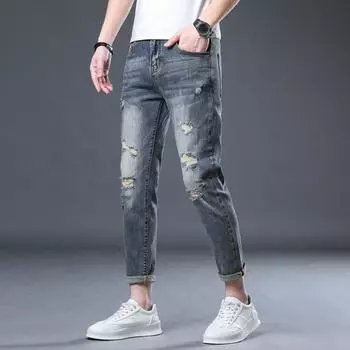 Men s Summer 9-point Pants Slim-fitting Small Feet Elastic Casual 9-point Pants Men 28