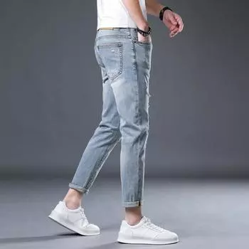 Men s Summer 9-point Pants Slim-fitting Small Feet Elastic Casual 9-point Pants Men 28