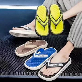 Men s Summer Beach Sandals Non-Slip Thick Sole Home House Chappals Trendy Comfortable Wholesale Flip Flops Slippers for Men 40-45