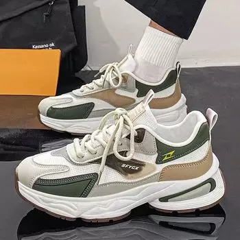 Men s summer casual shoes mesh breathable thick sole heightening versatile men s shoes trendy brand popular sports lightweight dad shoes 39