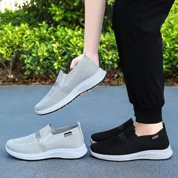 Men s Summer Casual Shoes Slip On Lightweight Mule Sneakers Male Breathable Mesh Walking Shoes Comfortable Low Top Shoes For Men 39 чёрный
