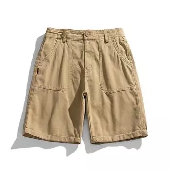 Men s Summer Cotton Workwear Pants Washed Casual Sports Shorts 36 хаки